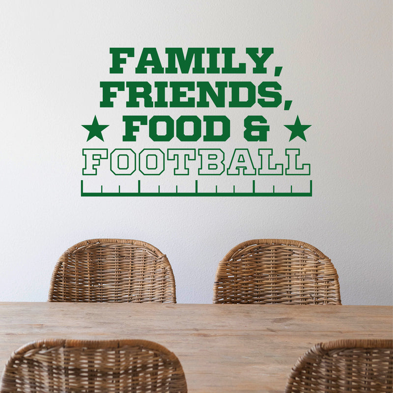 Vinyl Wall Art Decal - Family Friends Food & Football - 9. Trendy Positive American Football Quote Sticker For Home Living Room Kitchen Sport Bar Coffee Shop Storefront Decor 3