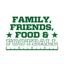 Vinyl Wall Art Decal - Family Friends Food & Football - 9.5" x 15" - Trendy Positive American Football Quote Sticker For Home Living Room Kitchen Sport Bar Coffee Shop Storefront Decor 1