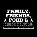 Vinyl Wall Art Decal - Family Friends Food & Football - 9.5" x 15" - Trendy Positive American Football Quote Sticker For Home Living Room Kitchen Sport Bar Coffee Shop Storefront Decor 1