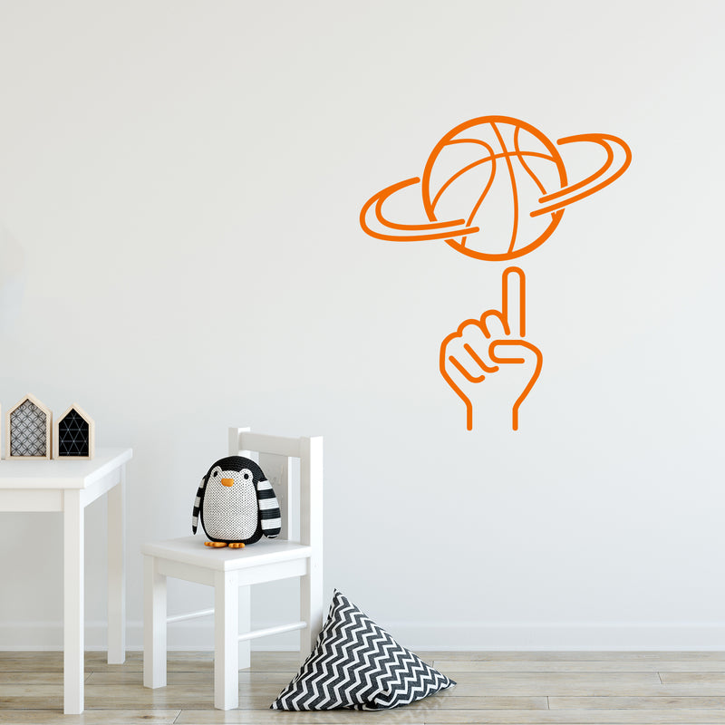 Vinyl Wall Art Decal - Basketball Ball Spin - Trendy Sports Positive Fun Cool Design Sticker For Home Kids Room School College Office Sport Bar Storefront Decor 2