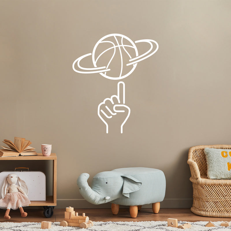 Vinyl Wall Art Decal - Basketball Ball Spin - Trendy Sports Positive Fun Cool Design Sticker For Home Kids Room School College Office Sport Bar Storefront Decor 5