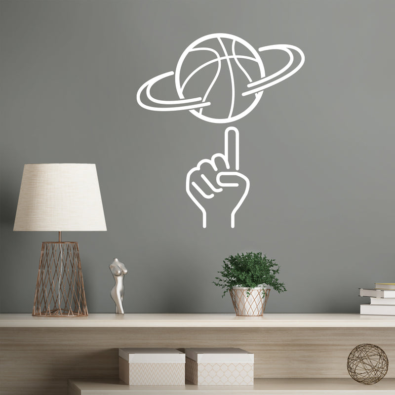 Vinyl Wall Art Decal - Basketball Ball Spin - 16" x 14" - Trendy Sports Positive Fun Cool Design Sticker For Home Kids Room School College Office Sport Bar Storefront Decor 2