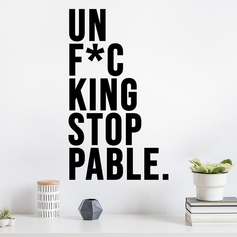 Vinyl Wall Art Decal - Un F*C King Stop Plable - 17" x 10" - Trendy Sarcastic Funny Positive Adult Joke Quote Sticker For Home Living Room Office Coffee Shop Storefront humor Decor 2