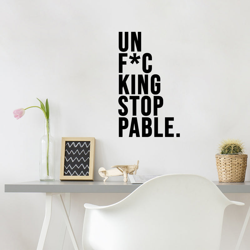 Vinyl Wall Art Decal - Un F*C King Stop Plable - 17" x 10" - Trendy Sarcastic Funny Positive Adult Joke Quote Sticker For Home Living Room Office Coffee Shop Storefront humor Decor 3