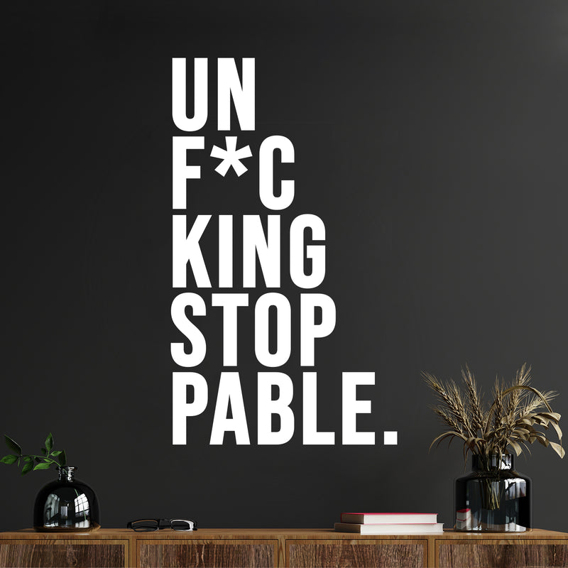 Vinyl Wall Art Decal - Un F*C King Stop Plable - 17" x 10" - Trendy Sarcastic Funny Positive Adult Joke Quote Sticker For Home Living Room Office Coffee Shop Storefront humor Decor 2