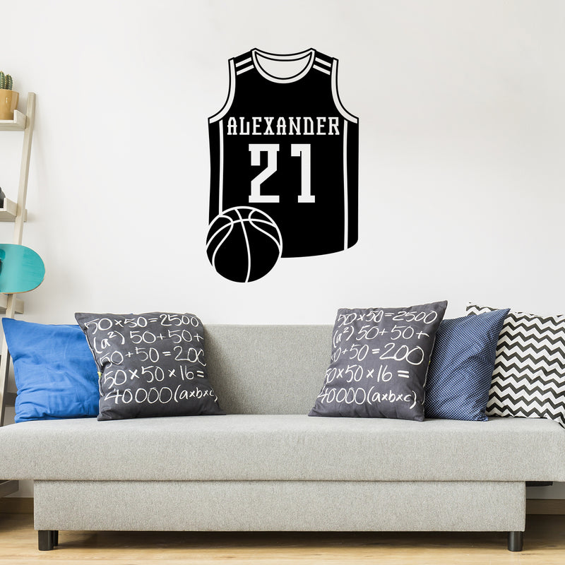 Vinyl Wall Art Decal - Custom Basketball Jersey Name - 24. Trendy Cool Fun Design Sports Sticker For Home Kids Room School Classroom College Office Sport Bar Storefront Decor 3