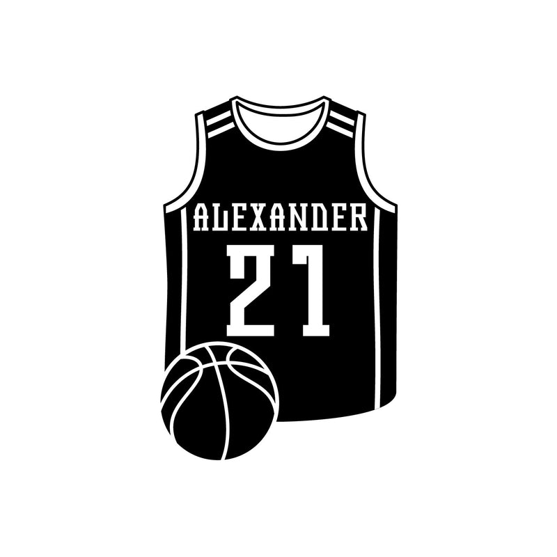 Vinyl Wall Art Decal - Custom Basketball Jersey Name - 24. Trendy Cool Fun Design Sports Sticker For Home Kids Room School Classroom College Office Sport Bar Storefront Decor 1