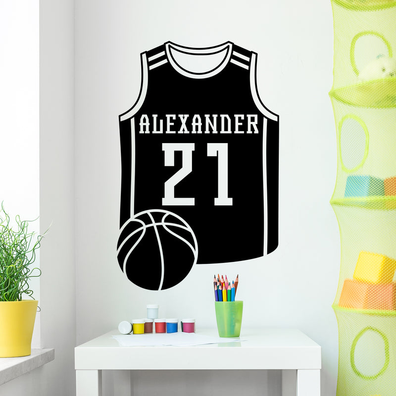 Vinyl Wall Art Decal - Custom Basketball Jersey Name - 24. Trendy Cool Fun Design Sports Sticker For Home Kids Room School Classroom College Office Sport Bar Storefront Decor 2