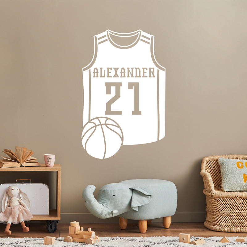 Vinyl Wall Art Decal - Custom Basketball Jersey Name - 24. Trendy Cool Fun Design Sports Sticker For Home Kids Room School Classroom College Office Sport Bar Storefront Decor 5