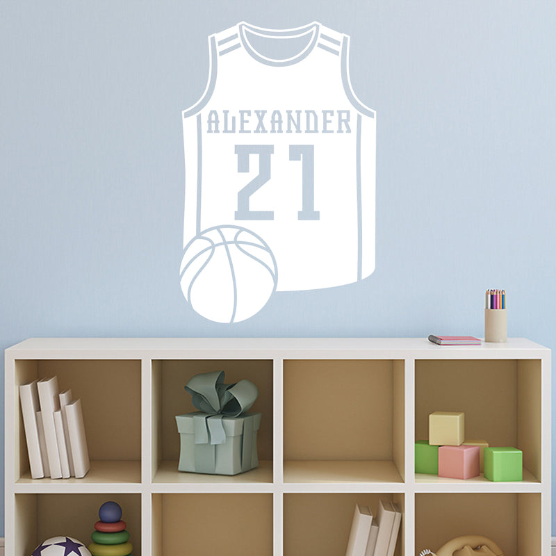 Vinyl Wall Art Decal - Custom Basketball Jersey Name - 24.5" x 16" - Trendy Cool Fun Design Sports Sticker For Home Kids Room School Classroom College Office Sport Bar Storefront Decor 3