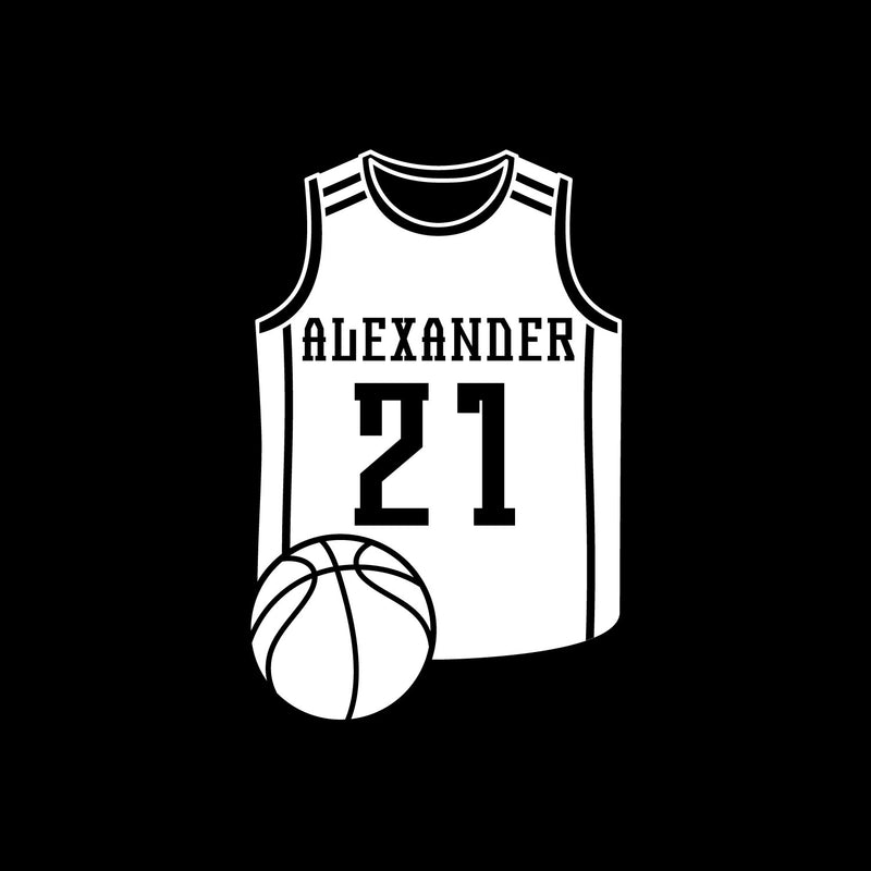 Vinyl Wall Art Decal - Custom Basketball Jersey Name - 24.5" x 16" - Trendy Cool Fun Design Sports Sticker For Home Kids Room School Classroom College Office Sport Bar Storefront Decor 1