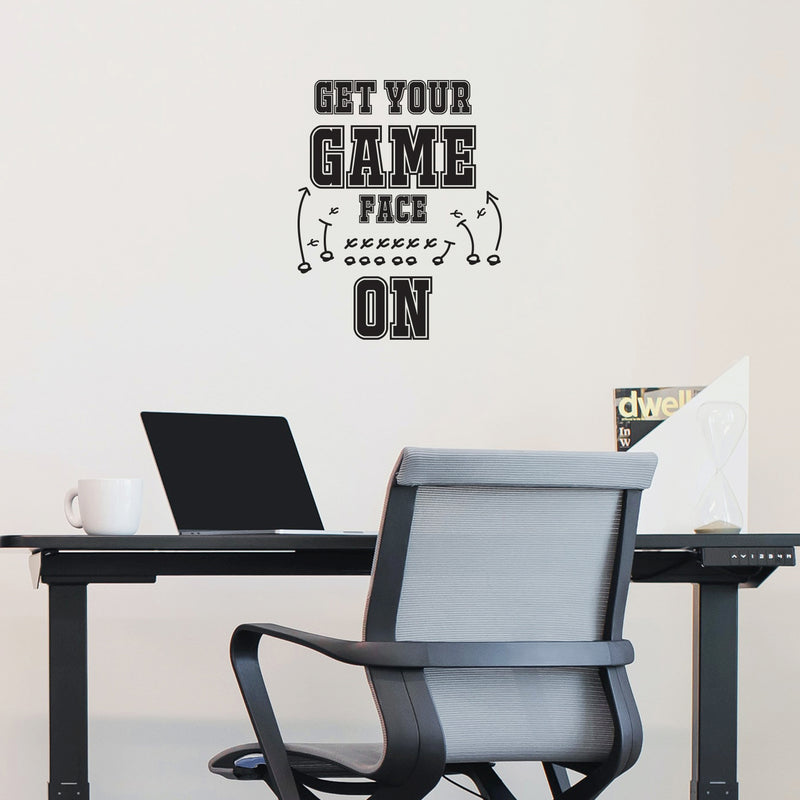 Vinyl Wall Art Decal - Get Your Game Face On - - Trendy Motivating Positive American Football Design Sticker For Living Room College Locker Room Sports Bar Storefront Decor 2