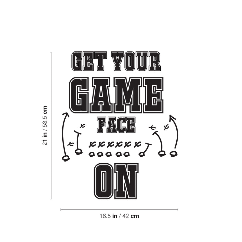 Vinyl Wall Art Decal - Get Your Game Face On - 21" x 16.5" - Trendy Motivating Positive American Football Design Sticker For Living Room College Locker Room Sports Bar Storefront Decor 4