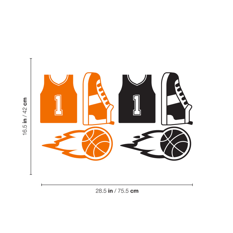 Vinyl Wall Art Decal - Basketball Icons Pack - 16. - Trendy Sports Jerseys Sneakers Fun Cool Design Sticker For Home Kids Room School College Office Sport Bar Storefront Decor 4