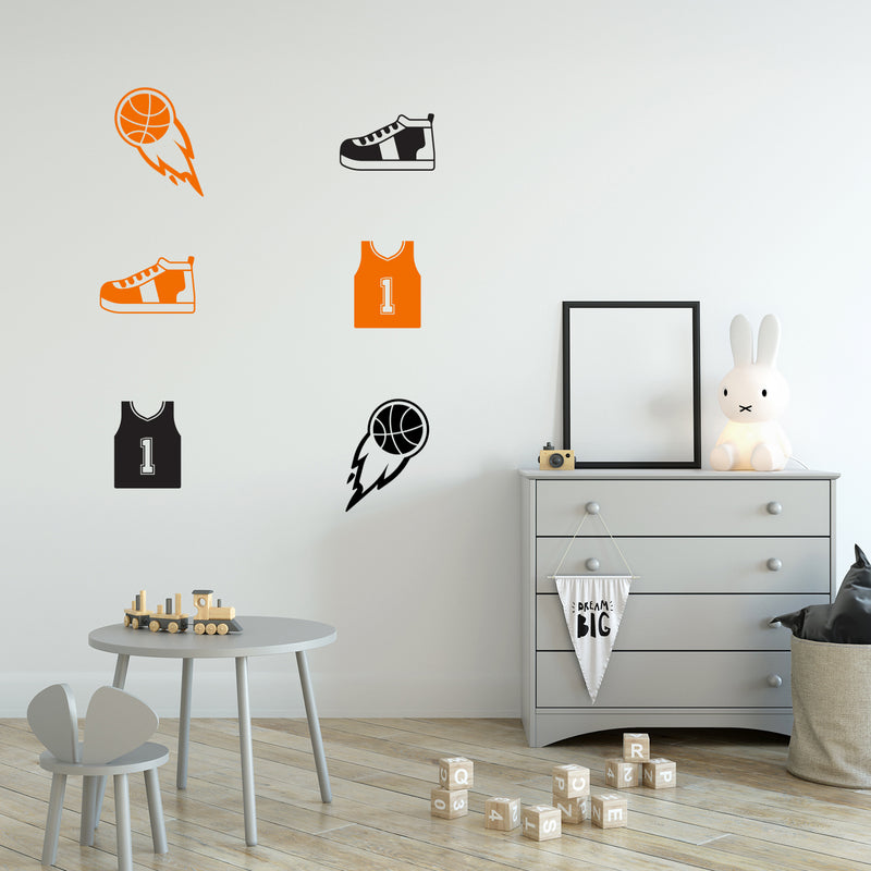 Vinyl Wall Art Decal - Basketball Icons Pack - 16.5" x 28.5" - Trendy Sports Jerseys Sneakers Fun Cool Design Sticker For Home Kids Room School College Office Sport Bar Storefront Decor 3