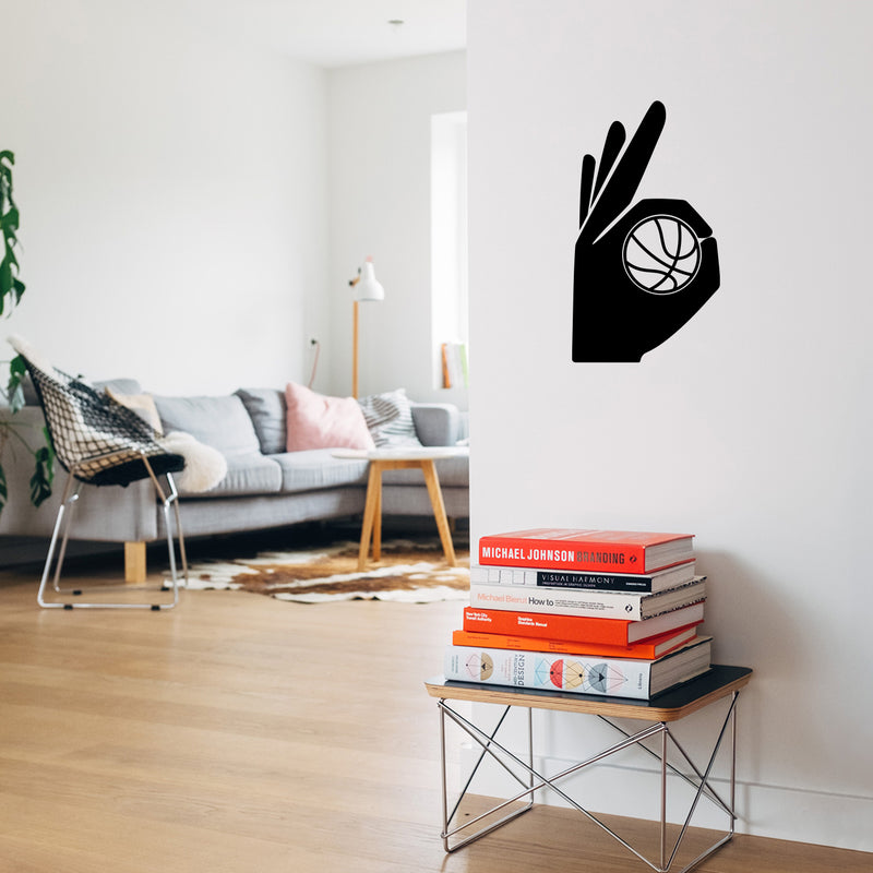 Vinyl Wall Art Decal - Basketball 3 Point Sign - Trendy Sports 3 Point Hand Sign Cool Design Sticker For Home Kids Room School College Office Sport Bar Storefront Decor 2