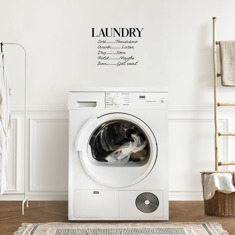Vinyl Wall Art Decal - Laundry Schedule - 16" x 22" - Trendy Cursive Lovely Design Quote Sticker For Home Bathroom Laundry Room Washing Space Laundry Business Storefront Decor 2