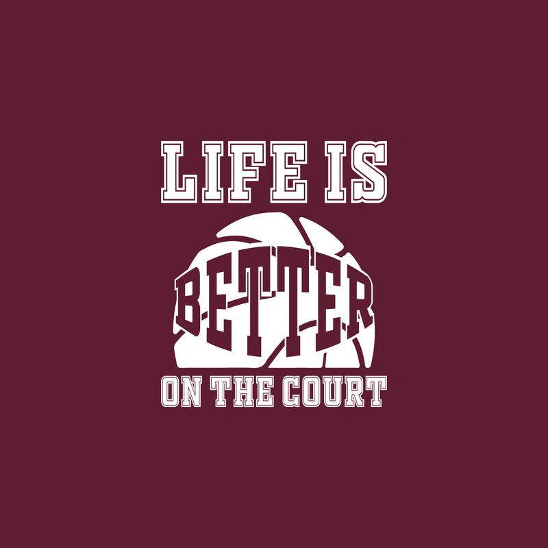 Vinyl Wall Art Decal - Life Is Better On The Court - 20" x 17" - Trendy Fun Motivational Basketball Quote Sticker For School Classroom College Office Sport Bar Storefront Gym Fitness Decor 1