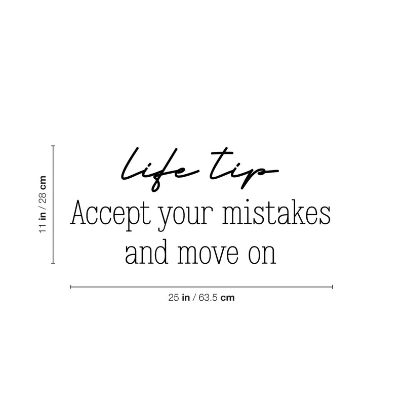 Vinyl Wall Art Decal - Life Tip Accept Your Mistakes And Move On - Modern Motivational Self Love Quote Sticker For Home Bedroom Office Therapy Living Room Decor 4