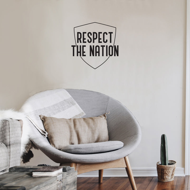 Vinyl Wall Art Decal - Respect The Nation - Trendy Motivating Positive American Football Design Sticker For Living Room College Locker Room Sports Bar Storefront Decor 2