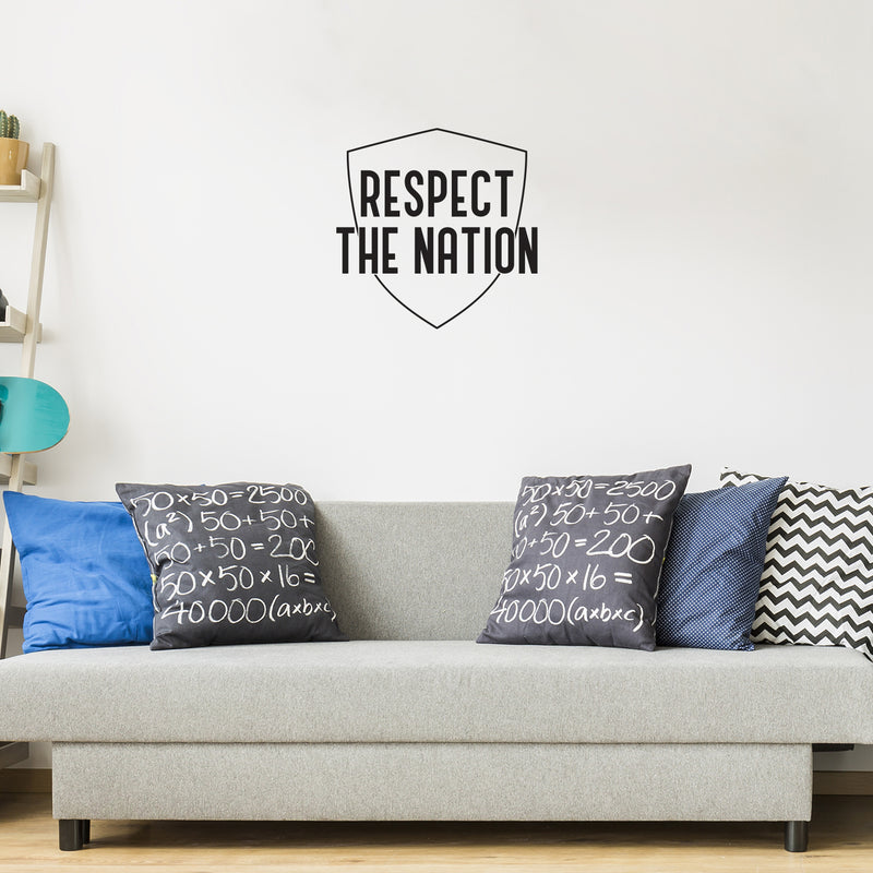 Vinyl Wall Art Decal - Respect The Nation - Trendy Motivating Positive American Football Design Sticker For Living Room College Locker Room Sports Bar Storefront Decor 3