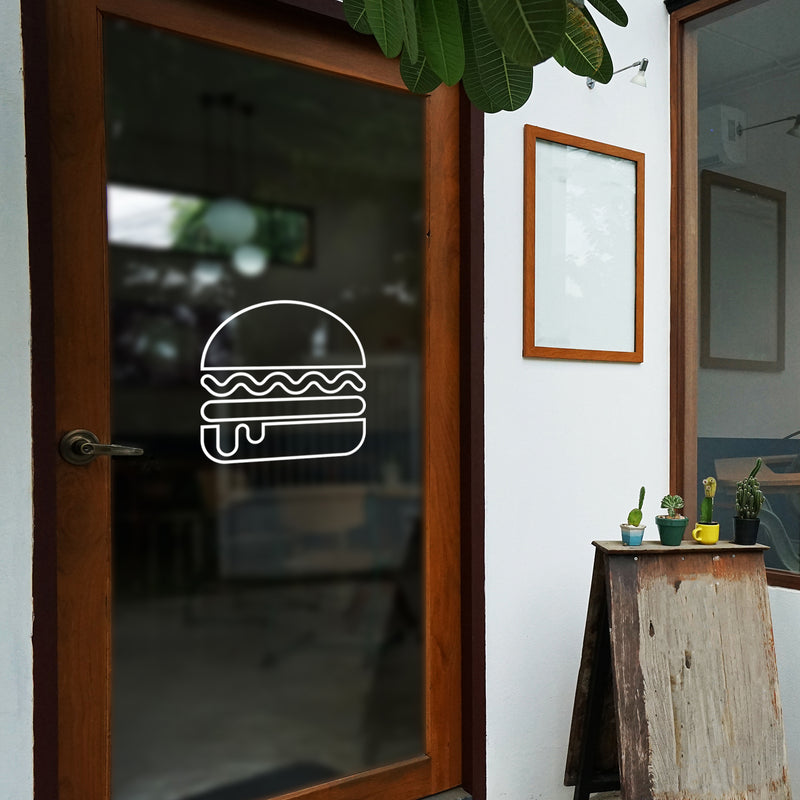 Vinyl Wall Art Decal - Burger Sign - 16. - Trendy Fun Hamburger Shape Food Design Sticker For Home Kitchen Dining Room Dinner Restaurant Cafeteria Coffee Shop Storefront Decor 5