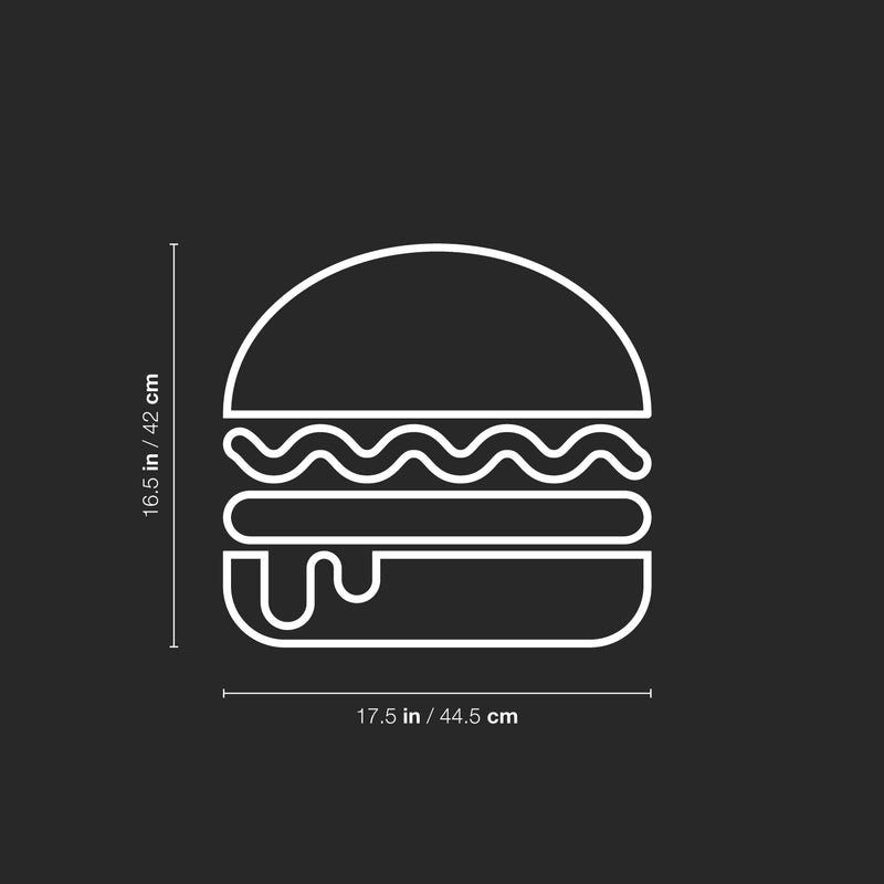 Vinyl Wall Art Decal - Burger Sign - 16.5" x 17.5" - Trendy Fun Hamburger Shape Food Design Sticker For Home Kitchen Dining Room Dinner Restaurant Cafeteria Coffee Shop Storefront Decor 4