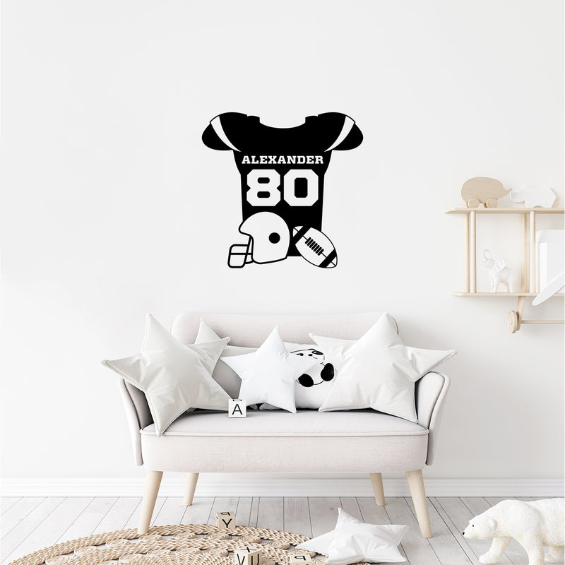 Vinyl Wall Art Decal - Custom American Football Jersey Name - - Trendy Cool Fun Design Sports Sticker For Home Kids Room School Classroom College Office Sport Bar Storefront Decor 3