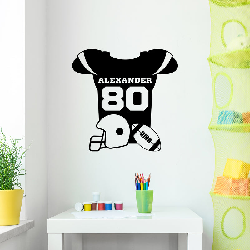 Vinyl Wall Art Decal - Custom American Football Jersey Name - - Trendy Cool Fun Design Sports Sticker For Home Kids Room School Classroom College Office Sport Bar Storefront Decor 2