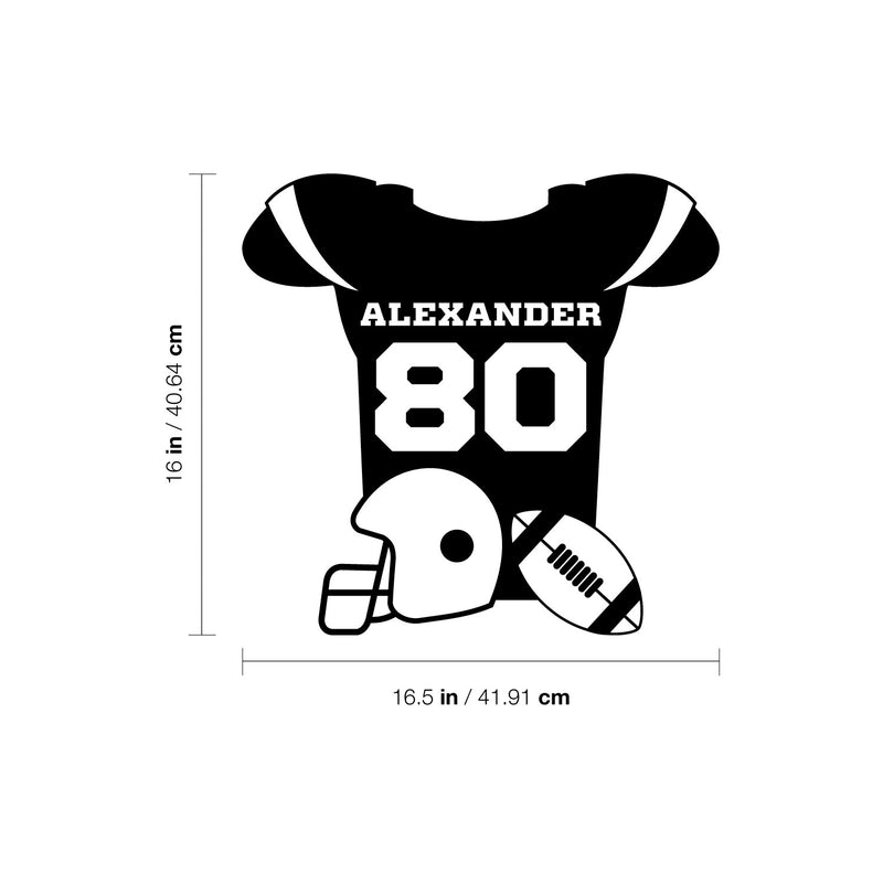 Vinyl Wall Art Decal - Custom American Football Jersey Name - 16" x 16.5" - Trendy Cool Fun Design Sports Sticker For Home Kids Room School Classroom College Office Sport Bar Storefront Decor 4