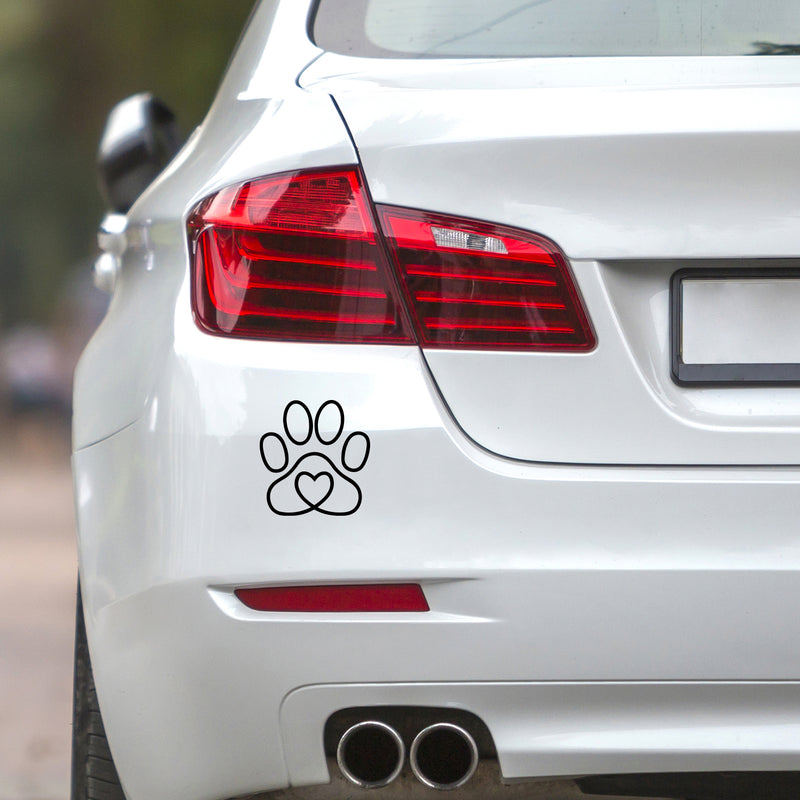 Vinyl Wall Art Decal - Paw Heart - Cute Shapes Dog Paw Icon Bumper Sticker For Car Window Thermos Coffee Mug Luggage Office Notebook Laptop Decor 2