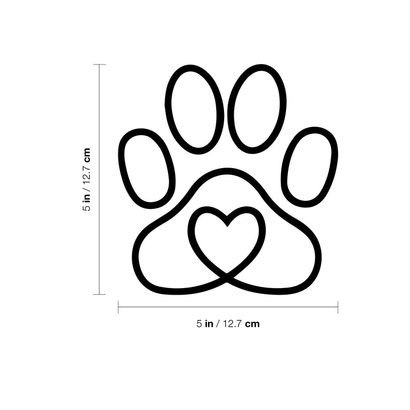 Vinyl Wall Art Decal - Paw Heart - 5" x 5" - Cute Shapes Dog Paw Icon Bumper Sticker For Car Window Thermos Coffee Mug Luggage Office Notebook Laptop Decor 4