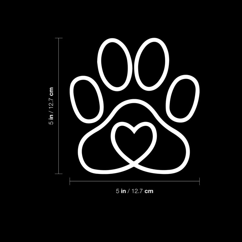 Vinyl Wall Art Decal - Paw Heart - 5" x 5" - Cute Shapes Dog Paw Icon Bumper Sticker For Car Window Thermos Coffee Mug Luggage Office Notebook Laptop Decor 4