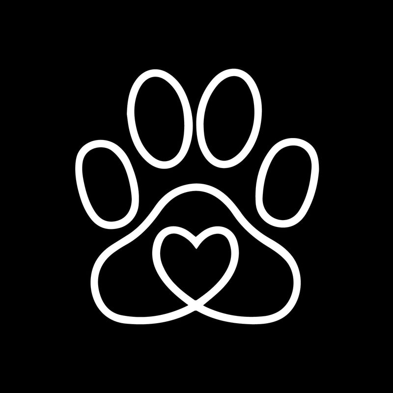 Vinyl Wall Art Decal - Paw Heart - 5" x 5" - Cute Shapes Dog Paw Icon Bumper Sticker For Car Window Thermos Coffee Mug Luggage Office Notebook Laptop Decor 1