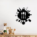 Vinyl Wall Art Decal - Fork; Spoon And Knife Figures - 17.5" x 16.5" - Modern Inspirational Sticker For Home Bedroom Family Room Kitchen Dining Room Restaurant Coffee Shop Decor 3
