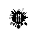 Vinyl Wall Art Decal - Fork; Spoon And Knife Figures - 17. - Modern Inspirational Sticker For Home Bedroom Family Room Kitchen Dining Room Restaurant Coffee Shop Decor 1