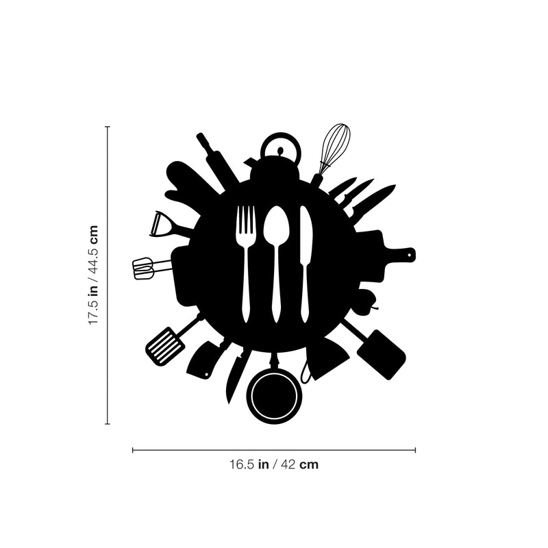 Vinyl Wall Art Decal - Fork; Spoon And Knife Figures - 17.5" x 16.5" - Modern Inspirational Sticker For Home Bedroom Family Room Kitchen Dining Room Restaurant Coffee Shop Decor 4
