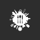 Vinyl Wall Art Decal - Fork; Spoon And Knife Figures - 17.5" x 16.5" - Modern Inspirational Sticker For Home Bedroom Family Room Kitchen Dining Room Restaurant Coffee Shop Decor 1