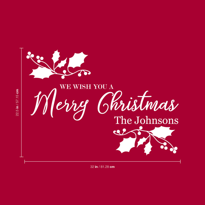 Vinyl Wall Art Decal  - We Wish You A Merry Christmas - 22.5" x 32" - Christmas Holiday Seasonal Sticker - Indoor Home Apartment Wall Door Window Bedroom Workplace Decor Decals 4