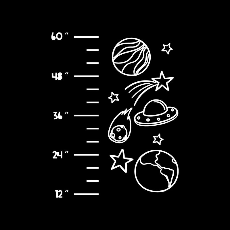 Vinyl Wall Art Decal - Space Scale - 39" x 50" - Height Chart Ruler Measurement Growth Chart Planets Design Sticker For Children Bedroom Home Baby Nursery Daycare Kids Room Decor 1