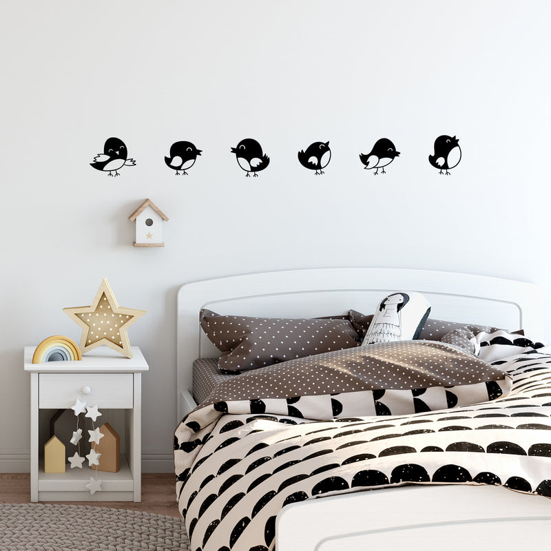 Set Of 25 Vinyl Wall Art Decal - Little Birds Set - From 7.5" x 8" Each - Cute Adhesive Sticker Animal Design For Children Bedroom Home Daycare Baby Nursery Kids Room Decor 2