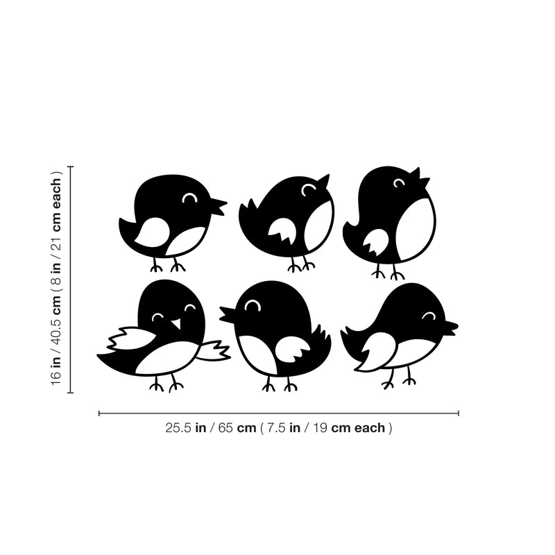 Set Of 25 Vinyl Wall Art Decal - Little Birds Set - From 7.5" x 8" Each - Cute Adhesive Sticker Animal Design For Children Bedroom Home Daycare Baby Nursery Kids Room Decor 4