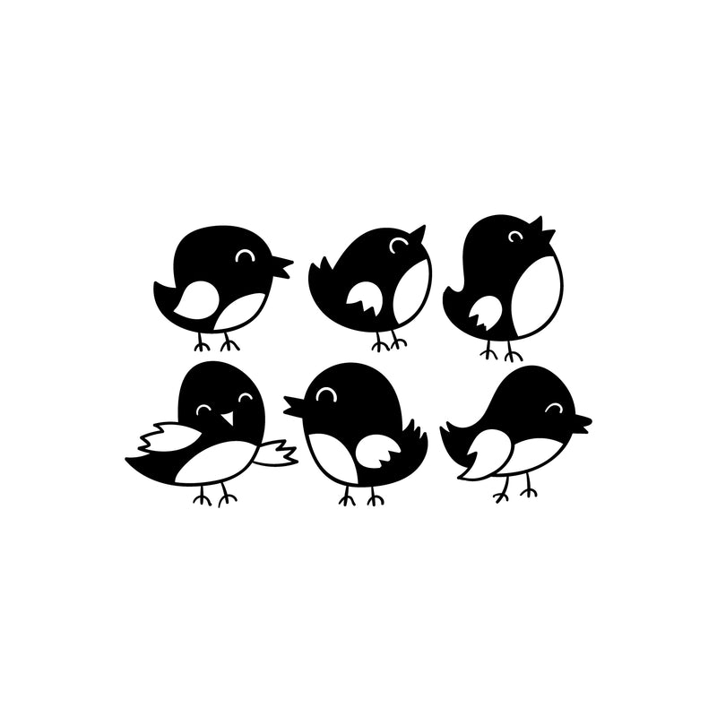 Set Of 25 Vinyl Wall Art Decal - Little Birds Set - From 7.5" x 8" Each - Cute Adhesive Sticker Animal Design For Children Bedroom Home Daycare Baby Nursery Kids Room Decor 1