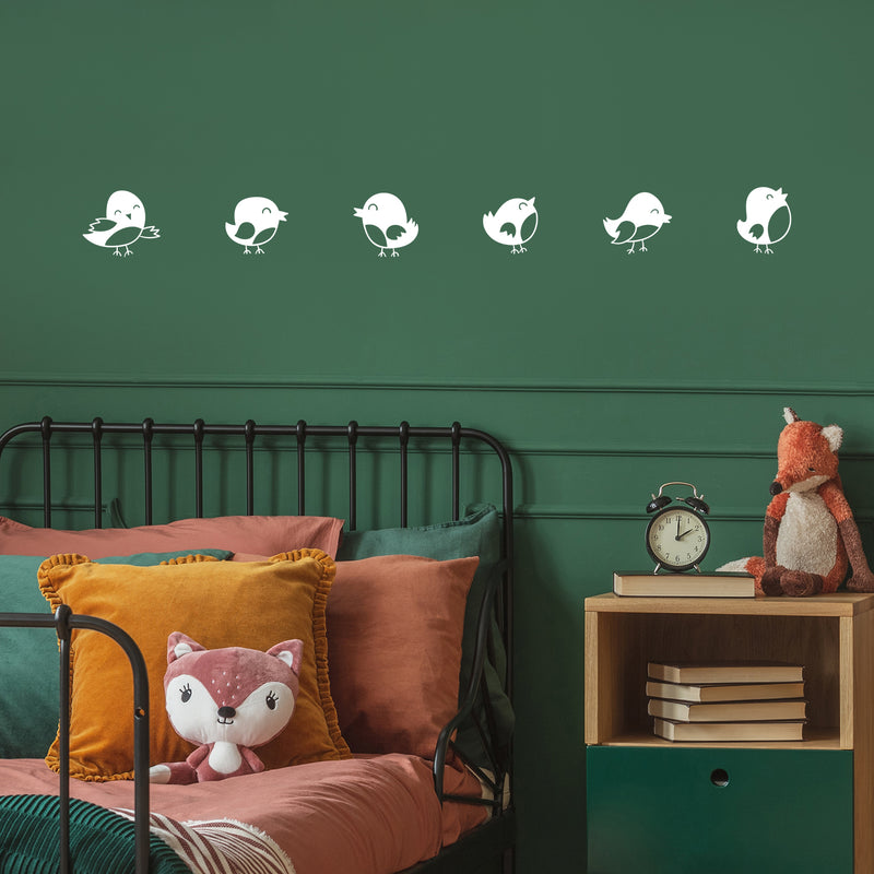 Set Of 25 Vinyl Wall Art Decal - Little Birds Set - From 7.5" x 8" Each - Cute Adhesive Sticker Animal Design For Children Bedroom Home Daycare Baby Nursery Kids Room Decor 2