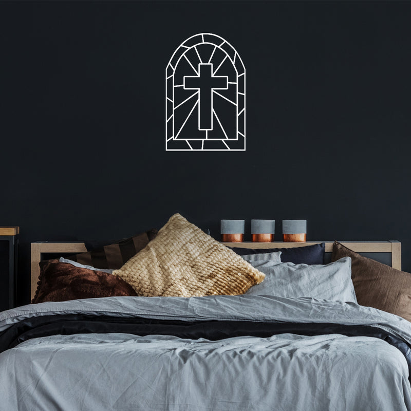 Vinyl Wall Art Decal - Cross Lines - 25" x 17" - Lovely Inspirational Minimal Spiritual Design Sticker For Home Bedroom Living Room Closet Coffee Shop Religious Center Decor 2