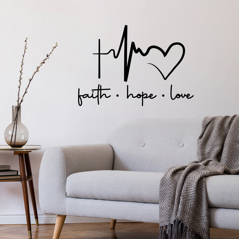 Vinyl Wall Art Decal - Faith Hope Love - 10.5" x 15" - Modern Lovely Inspirational Quote Sticker For Home Bedroom Living Room Closet Religious Center Decor 3