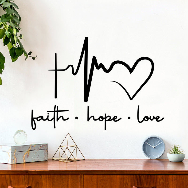 Vinyl Wall Art Decal - Faith Hope Love - 10.5" x 15" - Modern Lovely Inspirational Quote Sticker For Home Bedroom Living Room Closet Religious Center Decor 2