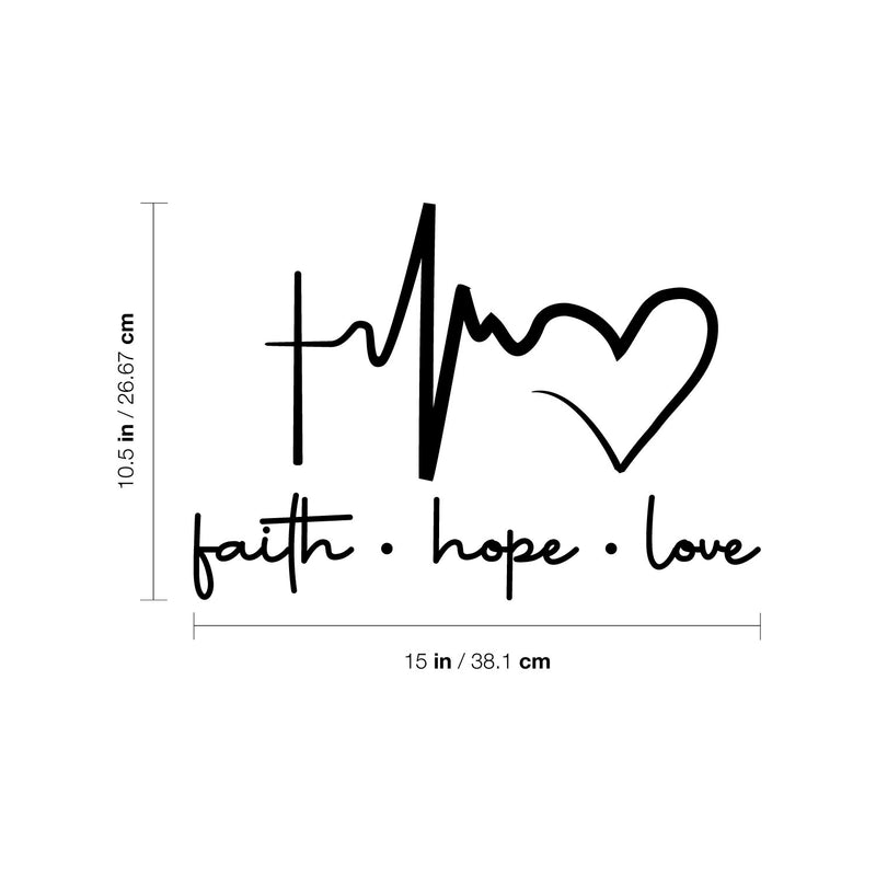 Vinyl Wall Art Decal - Faith Hope Love - 10.5" x 15" - Modern Lovely Inspirational Quote Sticker For Home Bedroom Living Room Closet Religious Center Decor 4