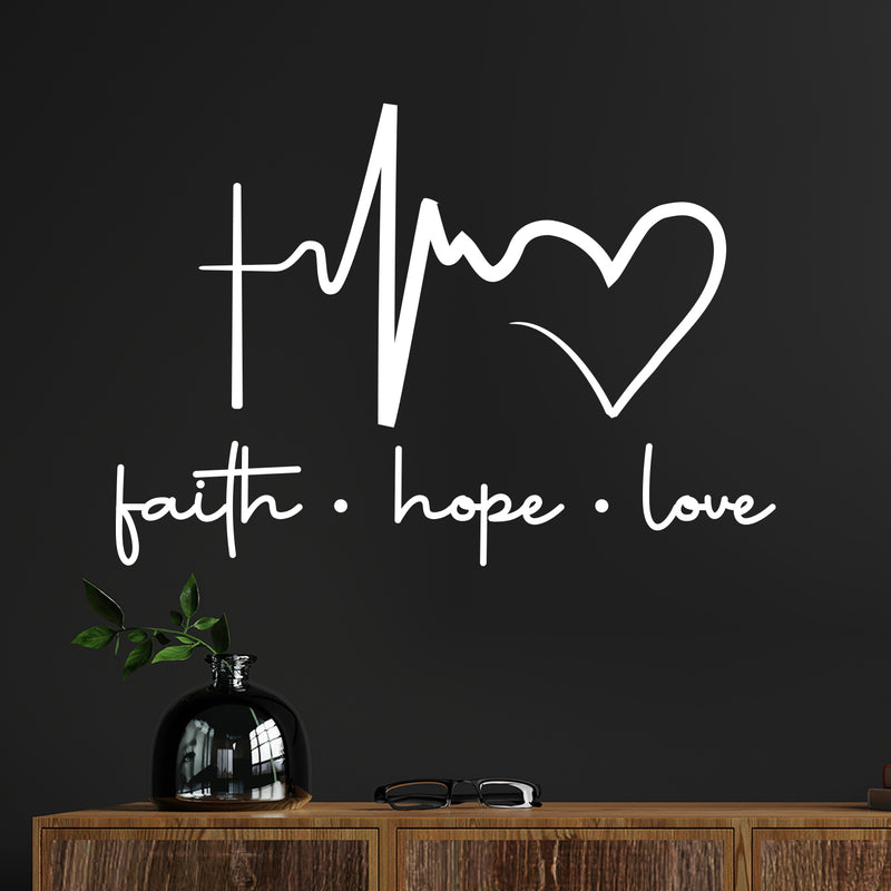 Vinyl Wall Art Decal - Faith Hope Love - 10.5" x 15" - Modern Lovely Inspirational Quote Sticker For Home Bedroom Living Room Closet Religious Center Decor 2