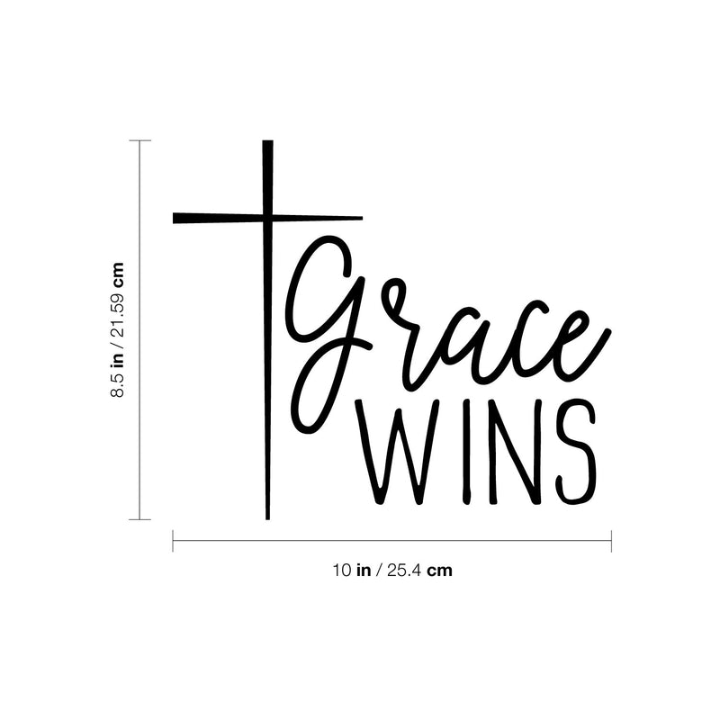 Vinyl Wall Art Decal - Grace Wins - 8.5" x 10" - Spiritual Lovely Inspiring Quote Sticker For Home Bedroom Living Room Religious Center Decor 4